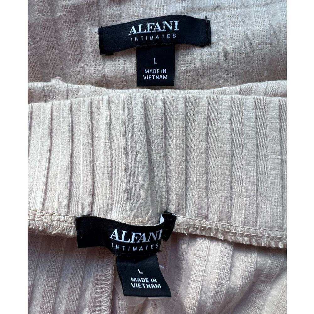 ALFANI WOMENS SIZE LARGE RIBBED CAPRI PAJAMA PANTS SET CREAM NEUTRAL NWT - Picture 7 of 14